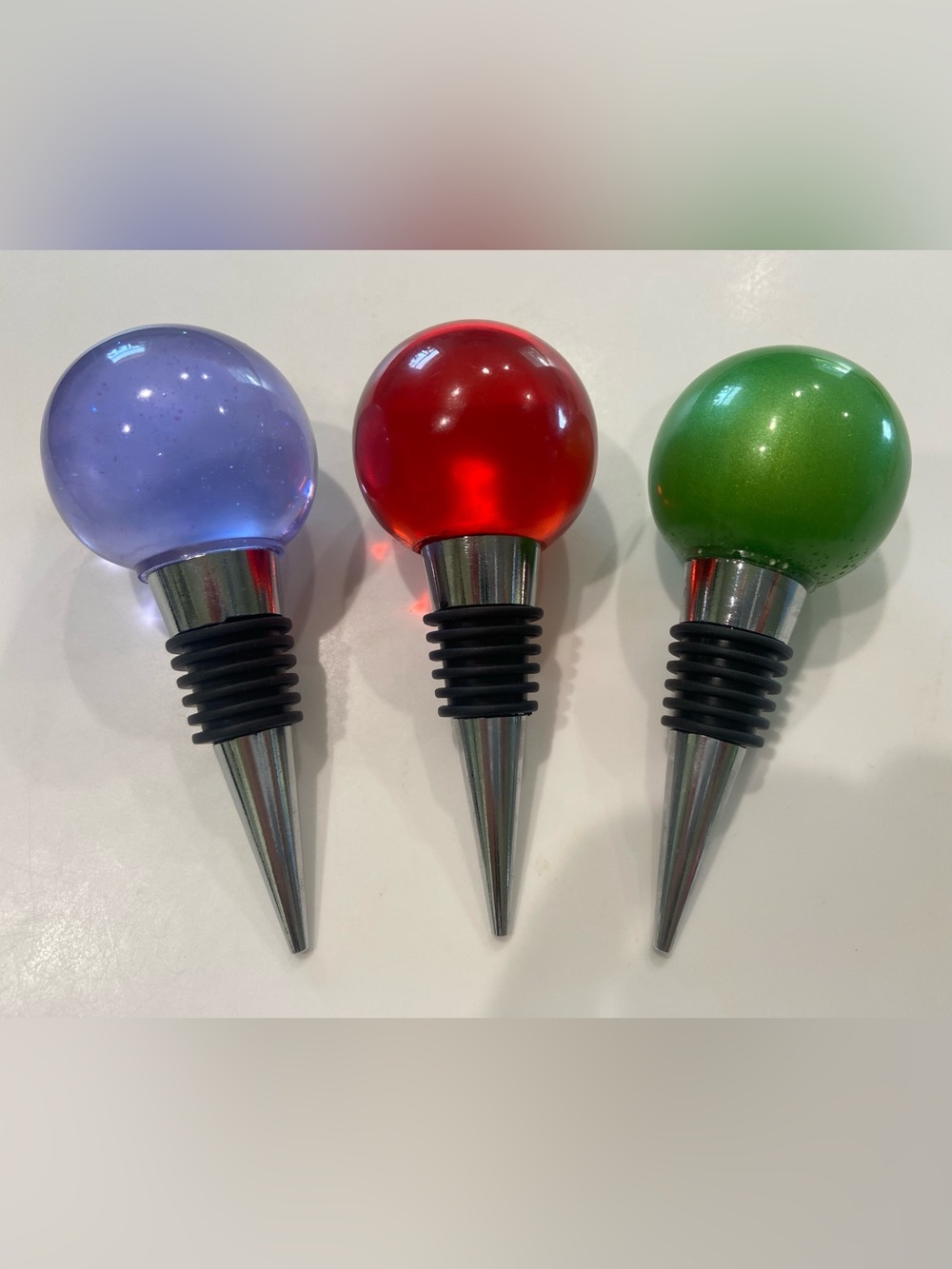 Set of 3 custom made epoxy resin Bottle Stoppers-New